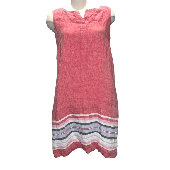 Talbots Linen Shift Dress Seaside Stripe Sleeveless Sz 10 (Medium) Womens Red - Picture 2 of 15